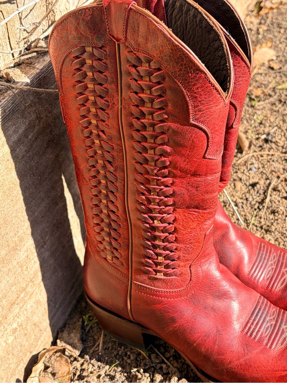 shyanne dark red leather woven western cowboy boots snip toe women’s size 8.5 - Picture 13 of 16